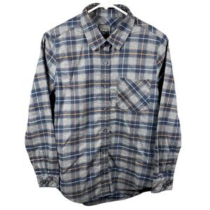Pendleton Petite Small‎ Flannel Shirt Plaid Button Down Gray Blue Orange